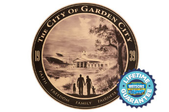 Etched bronze plaque, circular with photo etched. Bronze and Aluminum Plaques